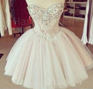 2015 pas cher sexy robe de bal robes de cocktail chérie courte mini dentelle cristal perlé tulle plus la taille graduation formelle fête homec7273600