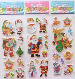2015 Christmas 3d Cartoon Autocollant Santa Claus Stickers Wall Stickers Free Snowman Gift Paster Mindergarten Récompense pour les enfants8938007