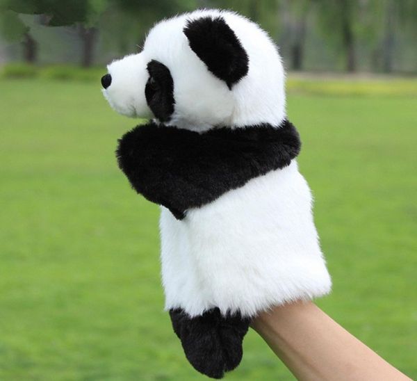 2015 lindo animal panda niño guante marionetas de mano muñecas de peluche de juguete bebé zoológico animal marioneta de mano saco de peluche 10pcslot ship4458921