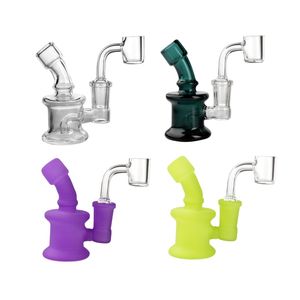 3.5 Pulgadas Mini Bongs de agua de vidrio Dab Rigs con 14 mm Cuarzo macho Banger Clavo Tazón de vidrio Barato Vaso de vidrio luminoso Tubos Plataformas petroleras