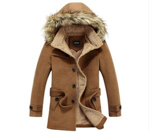 2015 Mode Nieuwe Winter Men039S Wool Coat Lamb039S Wool Cashmere Coats Casual Hooded Fur Collar Long Dikkere Men039S Wind5971889