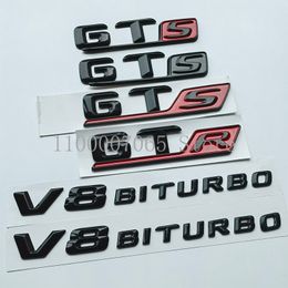 2015 Glossy Black Letters GT GTS V8 Biturbo Top ABS Emblem For Mercedes Benz GT AMG Série de voitures Fender Trunk Badge Sticker