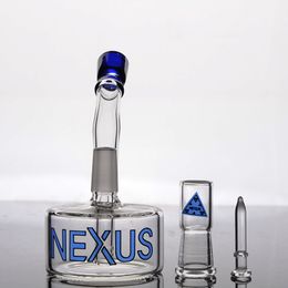 Bangs de narguilé en verre solide Nexus bleu / vert Tuyaux d'eau en verre avec joint de 14 mm