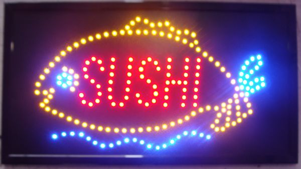SUSHI animé ultra lumineux de la lumière au néon LED Signe de LED au néon de SUSHI 10 * 19 pouces intérieur SUSHI LED signe