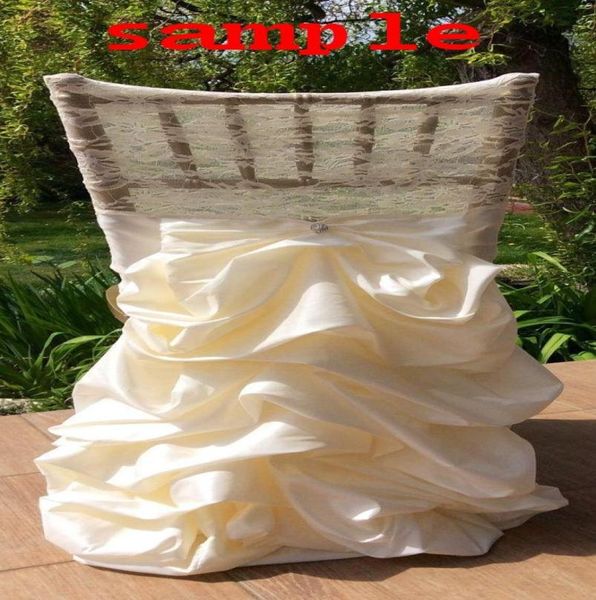 2015 Dentelle À Volants Taffetas Ivoire Chaise Ceintures Vintage Décorations De Chaise De Mariage Belle Chaise Couvre Accessoires De Mariage Romantique 1077852