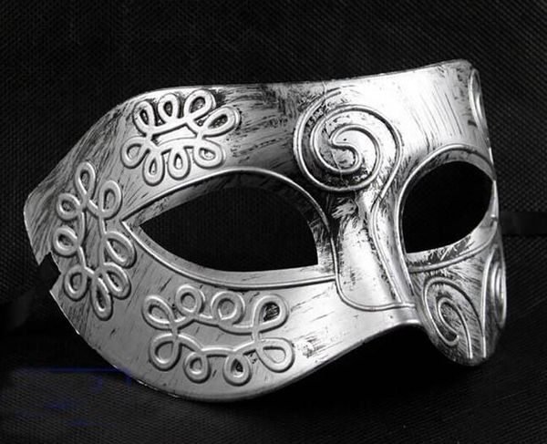 2017 Masques de mascarade de gladiateur gréco-romain rétro pour hommes Masque d'or / d'argent vintage Masque de carnaval en argent Masque de fête de costume d'Halloween