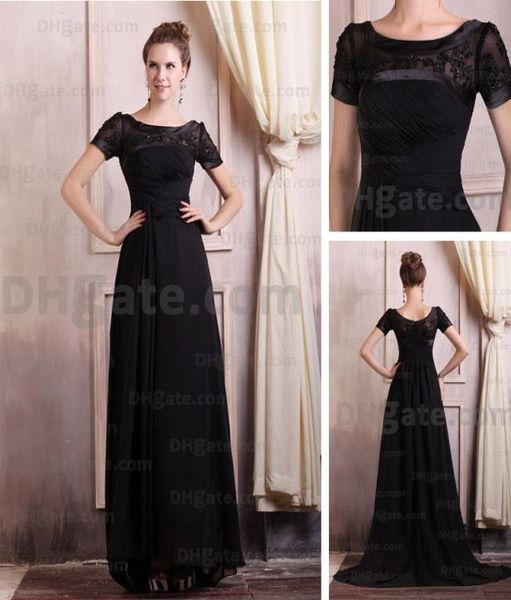 2015 Mother of the Bride Robe Black Court Train Murffon Lace Appliques Robes de soirée réelle Image Dhyz 022786983