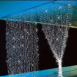 2015 nuevo 1000 LED 10M x 3M LED cortina de luz al aire libre impermeable Navidad Hada boda fiesta Navidad cadena luces 110V-220V251W