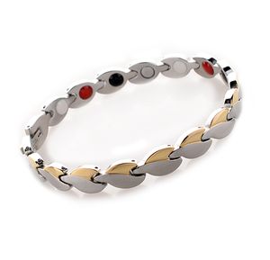 Nueva llegada, joyería de moda, pulseras de cadena de eslabones de energía saludable de acero inoxidable para hombres, elemento de ventajas, pulsera de rayos infrarrojos de germanio magnético, plata, oro, negro