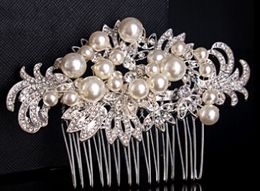 2015 nouvelle arrivée luxueux cristal lourde peignes à cheveux perles accessoires de cheveux de mariage diadèmes de mariage tête bijou TS00093