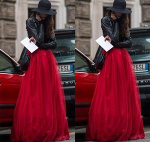 2015 Nieuwe aankomst Red TuLle Rok Tiered Mayed Strow Puffy Long Women Rok Fairy volwassen Tutu A Line Plus Size Vintage Rooks For Women8020237