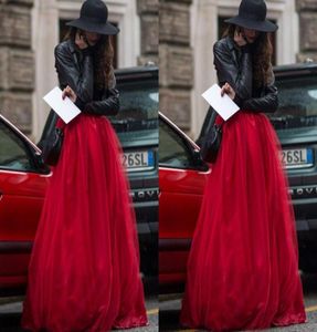 2015 Nieuwe aankomst Red TuLle Rok Tiered Mayed Stompe Puffy Long Women Rok Fairy volwassen Tutu A Line Plus Size Vintage Rooks For Women8413944