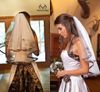 Camo élégant courte voile de mariée de mariée coude longueur camo ruban bord de mariage voiles pièces de cheveux pour mariées sur mesure