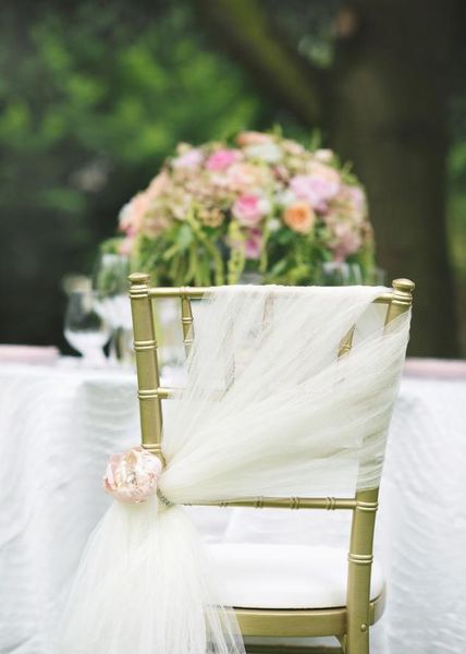 2015 nouvelle arrivée 50 pièces ivoire Tulle chaise ceintures pour événement de mariage fête décoration chaise ceinture de mariage Ideas8197490