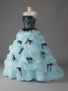 2015 nouvelles robes de bal robes de Quinceanera bleues sans bretelles avec appliques fleur douce 16 robes 15 ans robes de soirée de bal QS72