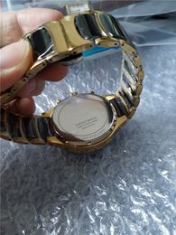 2015 nieuwe mode goud en keramische horloge quartz stopwatch man chronograaf horloges mannen polshorloge 020259n