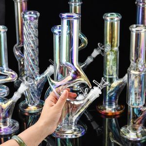 4 types Verre Bong Couleur d'eau Bongs Sous-système Perc Bubbler nid d'abeille Dabber Hearty Recycler Recycler Bong Water Pipe avec un joint de 14 mm