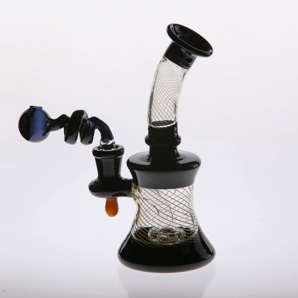 16 cm de altura Gold Stripe Bong Water Pipes Oferta especial Delicado Smoking Bubbler Oil Rigs Bongs de vidrio Hecho a mano en línea Perc Hookahs con Bowl