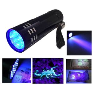 2015 Nieuwe Mini AlumMinum UV Ultra Violet 9 LED Zaklamp Blacklight Torch Light Lamp