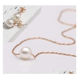 2015 Nuova mini collana con ciondolo di perle e orecchini per le donne Catene placcate oro 18 carati Collane e orecchini Gioielli di moda Zyc7256S