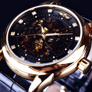 2022 NIEUW !! MONTRE HOMME HEREN Horloges Winnaar Royal Diamond Design Black Gold Watch Top Merk Luxe Relogio Mannelijk Skelet Mechanisch Horloge