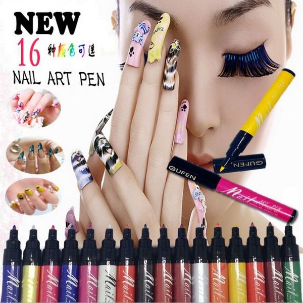 2015 nouveau Nail Art Pen Peinture Design Outil 16 Couleurs En Option Dessin Gel DIY Nail Tool Kit ongles Dotting Outils