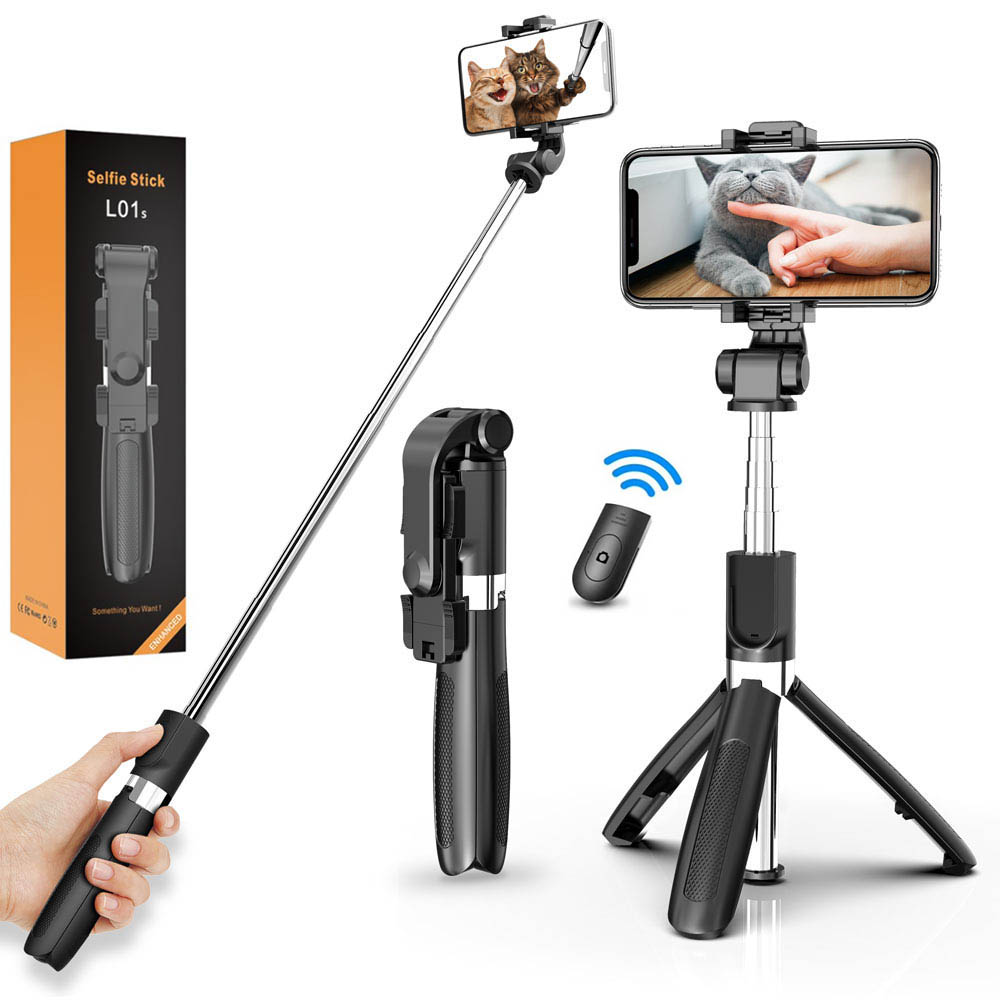 L01s Flessibile Selfie Stick Monopiedi allungabili per selfie con supporto treppiede multifunzionale remoto wireless staccabile per smartphone