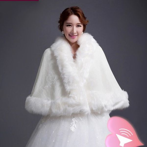 Nouveau court blanc fausse fourrure haussement d'épaules Cape étole Wrap mariage mariée Occasion spéciale châle