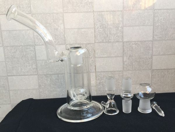 18CM Clear bong 18.8MM Joint Two Functions glass bongs Bubbler Florero de vidrio soplado a mano perc Tubería percoladora de agua