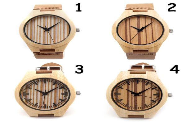 2015 NOUVEAU BAMBOO Watch analogique Élégant Unisexe Wooden Watches Quartz Casual Quartz Wist pour hommes Goons Femmes Accepter Personnalisation O7936671