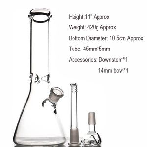 Hookah Glass Bong 10.7" beaker base water pipes dab rig thick material for smoking bongs