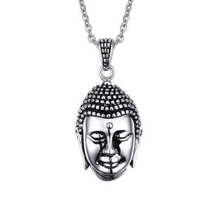 2015 plus récent cadeau de Noël hommes charmant bouddhiste croyances religieuses tête de Bouddha pendentif en acier inoxydable 316L collier 20 '' chaîne