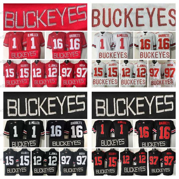 NCAA Ohio State Buckeyes College Football Jerseys 15 Ezekiel Elliott 16 J.T Barrett 12 Cardale Jones 1 Braxton Miller 97 Joey Bosa Jersey Jersey Mens Vintage S-XXXL