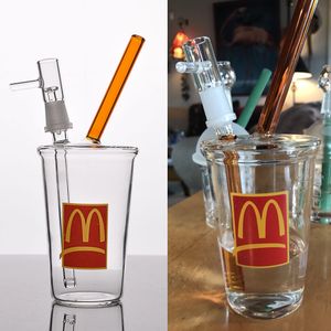 Starbucks McDonald Glass Hookah Bong Rigs Aceite de cera Bubbler de árbol de coco Copas de hoja de arce Reciclador pequeño Dab Rig Tubos de agua gruesos con junta de 14 mm