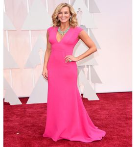 2015 Oscar Lara Spencer robes de tapis rouge mancherons col en V longueur de plancher Jersey robes de célébrité DHYZ 013639513