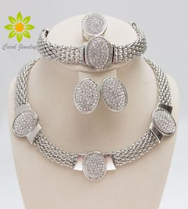 Livraison gratuite 2015 forme ovale argent plaqué cristal clair collier ensemble de bijoux nouvelle mode mariage mariée costume africain ensembles de bijoux