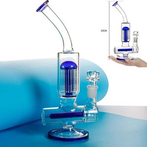 12 inch Hoogte Hookah met PERC -bomen Recyler Dab Rigs Glass Water Bongs 14,4 mm Bowl