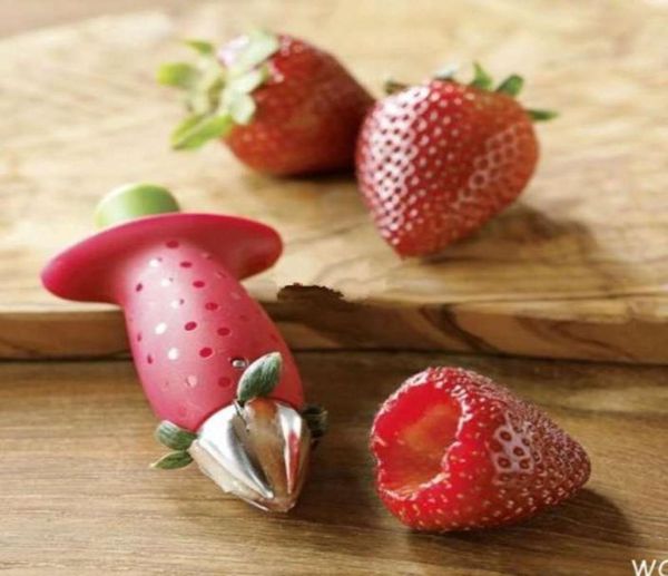 2015 Red Strawberry Tomates Stem Huller Remover Frutas Verduras Accesorios de Cocina Creativos Herramientas de BRICOLAJE JIA4751612898