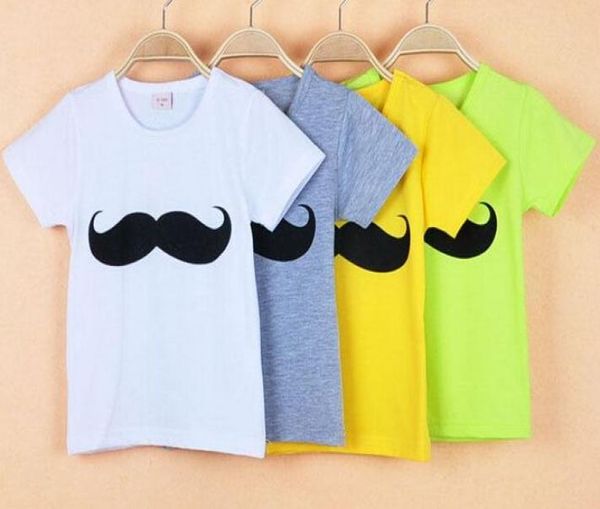 2015 S Baby Boys Bigote de manga corta Campo de la tripulación Summer 4 colores Camiseta de algodón Top Tshirt7661964