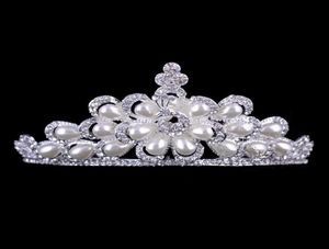 2015 Verkopen van Crystal Pearl Silver Crown Jewelry Set Tiaras 4323950