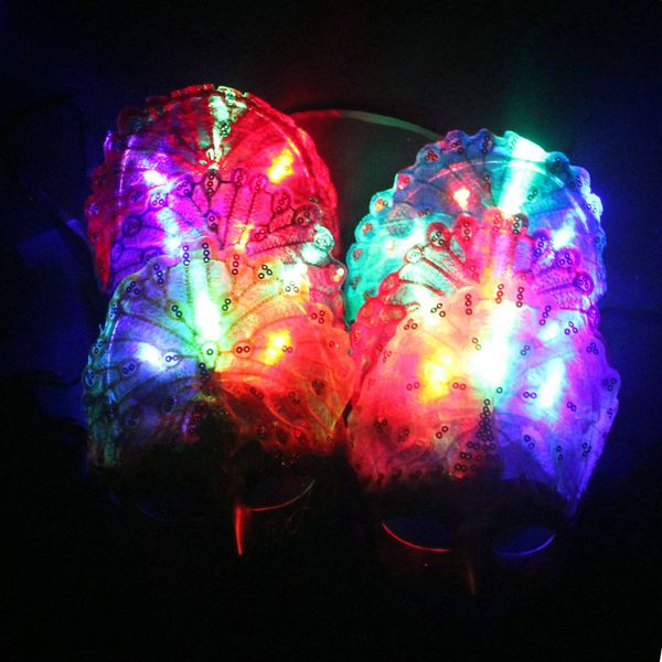 Nouveau masque de papillon lumineux, avec des lumières, un masque de paon, des petits jouets pour enfants, vendant un jouet rave à LED de produits chauds