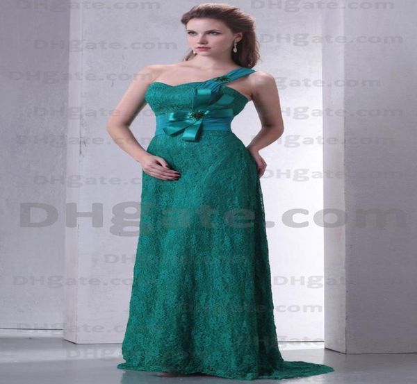 2015 vestidos de fiesta atractivos de una línea de un hombro vestidos de baile de encaje tren de barrido de flores hecho a mano BY0442425735