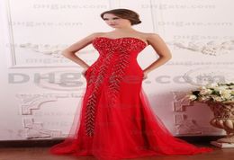 2015 Sexy rouge une ligne chérie robes de bal Tulle perlé paillettes corsage robes de soirée dhyz 013537711