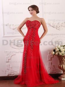 2015 Sexy Red A Line Sweetheart vestidos de fiesta de tul con cuentas de lentejuelas blusa vestidos de noche dhyz 015508553