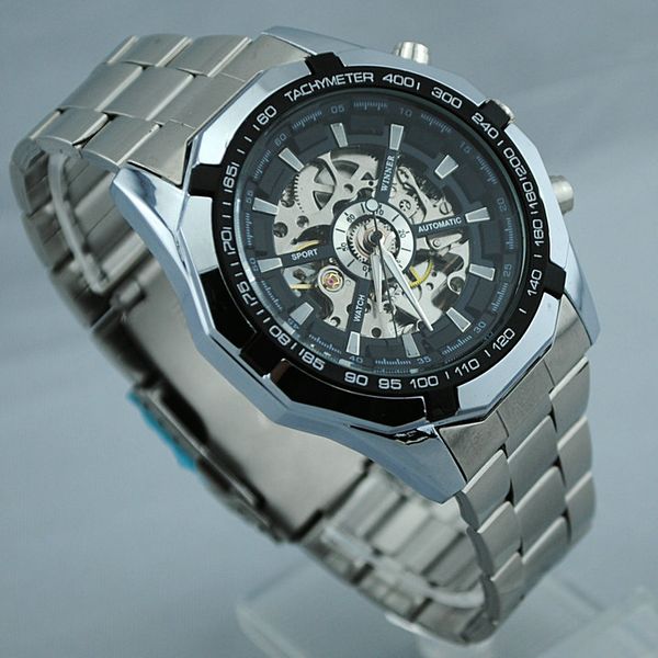 2023 acier inoxydable WINNER marque auto-vent mécanique squelette montres hommes mode montre-bracelet