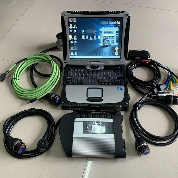 2023.12V MB Star C4 Star Herramienta de diagnóstico con computadora portátil SSD 480GB Toughbook CF-19 Computadora SD conectar compacto 4 WIN-10 Listo para trabajar para Mercedes Escáner de codificación