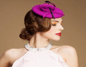 2015 Vintage Nieuwe Stijl Paarse Kleur Tule Bruiloft Bruids Hoeden EveningParty Headwears In Fashion5538414