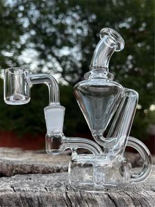 Mini Recycler Dab Rigs Glass Bongs Bubbler gebogen nek Diffused waterleidingen met Percolator Heady Hookahs Accessoire 10 mm gewricht