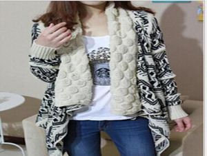 2015 Hiver Trend Jacquard Knit Stole Stole Cardigan Tricoting Mabet Lady Coat Cape Poncho Shawl Wraps Sweater 36132156990