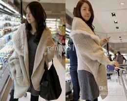 2015 Women Plus Size Cardigan Poncho Cape Sweater Coats Fur Collar Jacket Sweatershirts Winter Overjas Outerwear4084499